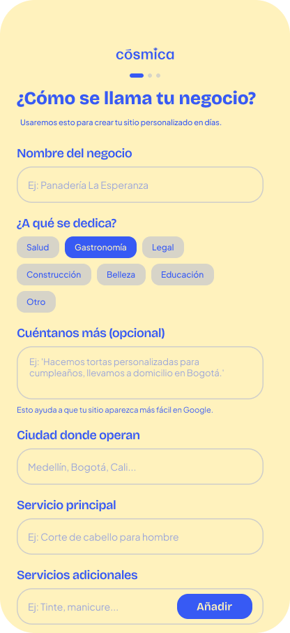 Cuéntanos sobre tu negocio